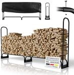 Juskys Kaminholzregal L - 260 x 117 x 36 cm &ndash; Schwarz, Brennholzregal aus...