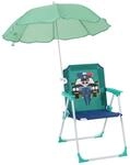 Relaxdays Kinder Klappstuhl, Campingstuhl mit Sonnenschirm, HBT: 51,5x36x37,5 cm,