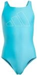 adidas M&auml;dchen Performance Big Bars Swimsuit Kids, Lucid Cyan/White, 5-6 Years