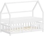 ML-Design Kinderbett Hausbett 80x160 cm mit Matratze, Rausfallschutz, Dach &