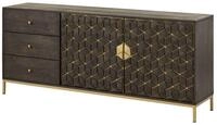 MASSIVMOEBEL24.DE | Diamond Kommode aus massivem Mango, Sideboard grau ge&ouml;ltes