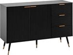 FineBuy Sideboard 120x80x40 cm Anrichte Schwarz mit Eiche-Dekor, Kommode mit...