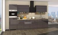 idealShopping GmbH K&uuml;chenblock Neapel 320 cm grau Hochglanz ohne Elektroger&auml;te
