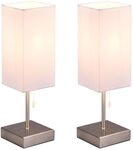 Tischlampe Tischleuchte Stoff USB C Wohnzimmerleuchte Zugschalter Ladefunktion,