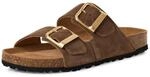 Tamaris Damen Fu&szlig;bett Pantolette Leder flach, braun, 36 EU