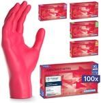 ARNOMED Einweghandschuhe Rot 100 St&uuml;ck/Box, Nitrilhandschuhe XL,...