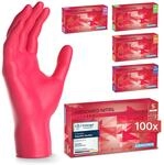 ARNOMED Einweghandschuhe Rot 100 St&uuml;ck/Box, Einmalhandschuhe S,...