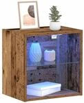 vidaXL Schwimmendes Regal mit LED-Licht Braun 40 x 28,5 x 40 cm, Wohnzimmer,...