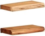 vidaXL Wandregale 2 STK. 30x20x3,5 cm Massivholz Akazie, H&auml;ngeregal, Wandboard,