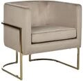 Beliani Halbrunder Sessel aus Samtstoff in Taupe Metallgestell in Gold Sirkka