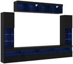 vidaXL TV-Wandregal-Set 6 pcs Schwarz Eichen-Optik 30.5 x 30 x 102 cm,...