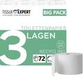 Tissue Expert Toilettenpapier, 3-lagig, 72 Rollen x 250 Blatt, 100% Recycling,