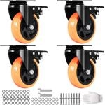 VEVOR M&ouml;belrollen 4er-Set Lenkrollen PVC &phi;101,6mm Laufrollen 635kg Tragf&auml;higkeit
