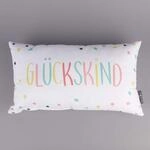 MAGMA Deko Kissen mit Aufschrift Gl&uuml;ckskind wei&szlig; Pastell 30x50cm
