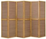 Homestyle4u Paravent Raumteiler 6 teilig Holz Braun Bambus Trennwand Sichtschutz