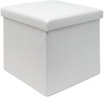 INTIRILIFE Faltbarer Sitzhocker 38 x 38 x 38 cm in WEI&szlig; - Sitzw&uuml;rfel mit...