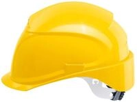Uvex Airwing B-S-WR Bel&uuml;fteter Bauhelm mit Drehrad - Kurzer Schirm - Gelb