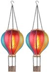 Solarlampe H&auml;ngeleuchte Au&szlig;enlampe Hei&szlig;luftballon bunt Feuereffekt Gartendeko