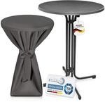 Beautissu Grauer Outdoor Stehtisch klappbar mit Husse 80 cm Grau &ndash;...