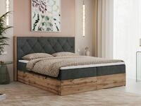 MKS MEBLE Boxspringbett 200x200 cm mit Bettkasten Wotan Eiche, Doppelbett mit