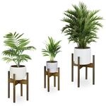 Relaxdays Pflanzenst&auml;nder Bambus 3er Set, &Uuml;bertopfst&auml;nder innen, Blument&ouml;pfe D