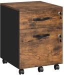 VASAGLE Rollcontainer, abschlie&szlig;bar, Aktenschrank mit 2 Schubladen, 5 Rollen,