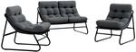vidaXL Gartenbank-Set mit 2 St&uuml;hlen in Dunkelgrau, 110 x 81 x 71 cm, aus Stahl.