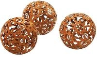 Kobolo Gartenkugel KASUMA, 3er Set, Metall &Oslash;15 cm, braun, dekorative Kugeln in