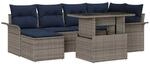 vidaXL Gartensofa-Set mit Kissen 7 pcs Grau Poly-Rattan, Garten und Terrasse,