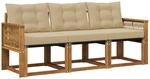 vidaXL Outdoor-Sofagarnitur mit Kissen 3 pcs Natur und Beige, Gartenm&ouml;bel,