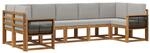 vidaXL Outdoor-Sofagarnitur mit Kissen 7 pcs Nat&uuml;rlich und Hellgrau,