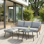IDIMEX Gartenlounge Mykonos, braun/grau - Balkon Lounge Sofa mit Dreisitzer,...