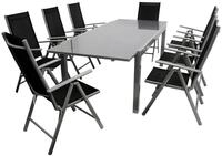 DEGAMO Gartengarnitur Marina 9-teilig, 8X Hochlehner und 1x Ausziehtisch...