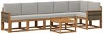 vidaXL Outdoor-Sofagarnitur 7 pcs Nat&uuml;rlich und Hellgrau Polyester, Modernes