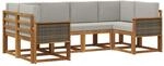 vidaXL Outdoor-Sofagarnitur mit Kissen 6 pcs Nat&uuml;rlich und Hellgrau,...