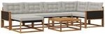 vidaXL Outdoor-Sofagarnitur mit Kissen 7 pcs Nat&uuml;rlich und Hellgrau, Modernes