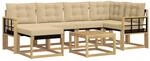 vidaXL Outdoor-Sofagarnitur mit Kissen 7 pcs Wei&szlig; und Beige, Garten-Sofa-Set,