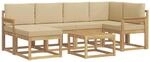 vidaXL Outdoor-Sofagarnitur 7 pcs Wei&szlig; und Beige Massivholz Akazie, Garten...