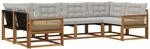 vidaXL Outdoor-Sofagarnitur mit Kissen 6 pcs Nat&uuml;rlich und Hellgrau,...