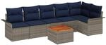 vidaXL Gartensofa-Set mit Kissen 7 pcs Grau Poly-Rattan, Moderne, langlebige,