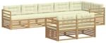 vidaXL Outdoor-Sofagarnitur mit Kissen 8 pcs Wei&szlig; und Creme Polyester,