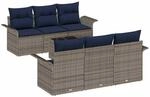 vidaXL Garten-Sofa-Set mit Kissen mit Kissen 7 pcs Grau und Marineblau, Sofa...