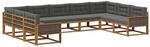 vidaXL Outdoor-Sofagarnitur mit Kissen 9 pcs Natur und Anthrazit, Zeitgem&auml;&szlig;e