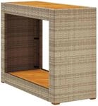 vidaXL Garten-Beistelltisch mit Holzplatte Beige Poly Rattan