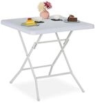 Relaxdays Gartentisch Holz-Optik, quadratisch, HBT: 74x78x78 cm, wei&szlig;