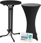 Beautissu Schwarzer Stehtisch klappbar 60 cm mit Stretch Stehtischhusse Schwarz...