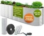 TTL GARDEN 320x80x80cm Spirit XL Metall Hochbeet Silber - Stahl rostfrei...