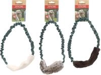 Flamingo Hundespielzeug &ndash; Furtra Ring Bungee Kaninchenfell L &ndash; elastischer Griff