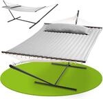 Juskys H&auml;ngematte Cata mit Gestell und Kissen - Outdoor Doppelh&auml;ngematte f&uuml;r...