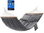 SONGMICS H&auml;ngematte, Outdoor, mit 2 Holzstangen, mit 2 Kissen, bis zu 300 kg
